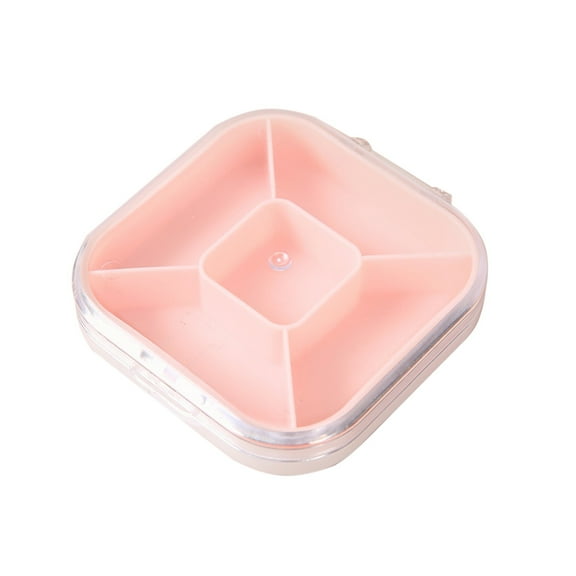 Portable Unique Shaped 5-Cell Travel Pill & Vitamin Organizer, Spacious Compact Supplement Storage Case with Large Inner Space, Mini Carry Container for Daily Supplements and Outdoor Trips