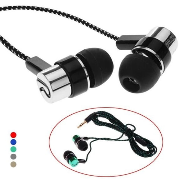 Portable Universal 3.5mm Braided Heavy Bass In-Ear Wired Earphone for Phone,Silver
