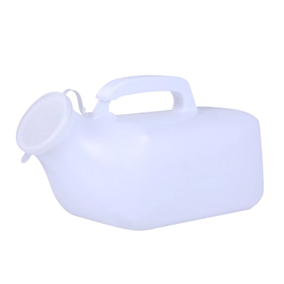 Portable Urinal for Men, High Capacity White Plastic Urinal with Handle and Lid, 1 Pack