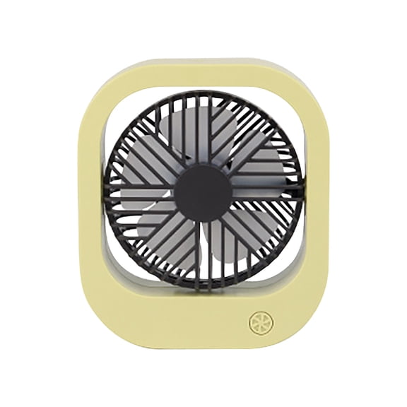 Portable Usb Fan With Net Cover Rechargeable 2 Speeds Handheld Desk For Office Student Travel Plastic Yellow