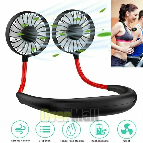 Portable Usb Mini Fan Neckband Cooler Rechargeable Dual Effect Cooling Neckband