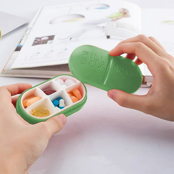 Portable VC Box, One Week Six-Space Sealing Organizer, Small Plastic Storage Box, Travel-Friendly Vitamin Classifier, Moisture-Proof Design