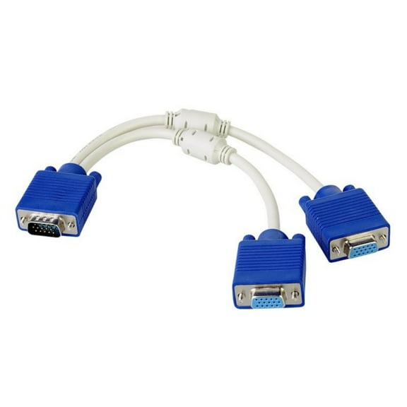 Portable VGA Male to Female Y Splitter Cable D-Sub 15Pin Connector Cord Wire for Connecting Multiple Monitors 20cm