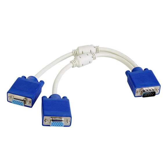 Portable VGA Male to Female Y Splitter Cable D-Sub 15Pin Connector Cord Wire for Connecting Multiple Monitors 20cm
