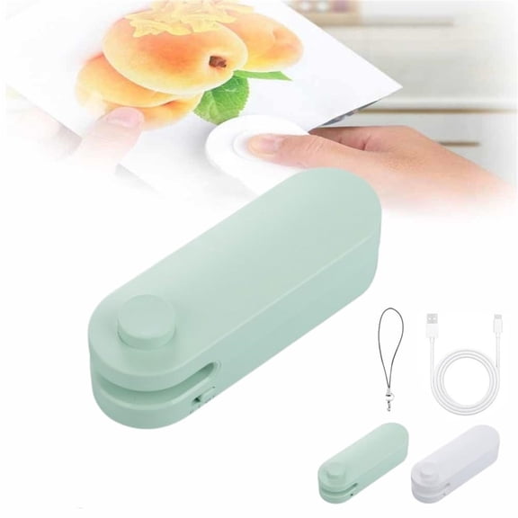 Portable Vacuum Food Sealer, Bag Cutter and Sealer Machine, Upgrade Heat Seal for Plastic Bags and Snack Bags - Green