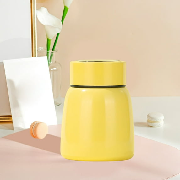 Portable Vacuum Insulated Tumbler Cup 12oz Stainless Steel Travel Mug with Temperature Display 304 Stainless Steel Leakproof & One-Hand 4.53" Mini Size Yellow Green Color