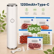 YEERSWAG  Handheld Vacuum Sealer,Portable Rechargeable 60Kpa Food Vacuum Sealer Machine,1200mAh Type-C Wireless Sealer with 5 Reusable Vacuum Bags for Meat Fruit Vegetable Sous Vide Food Storage