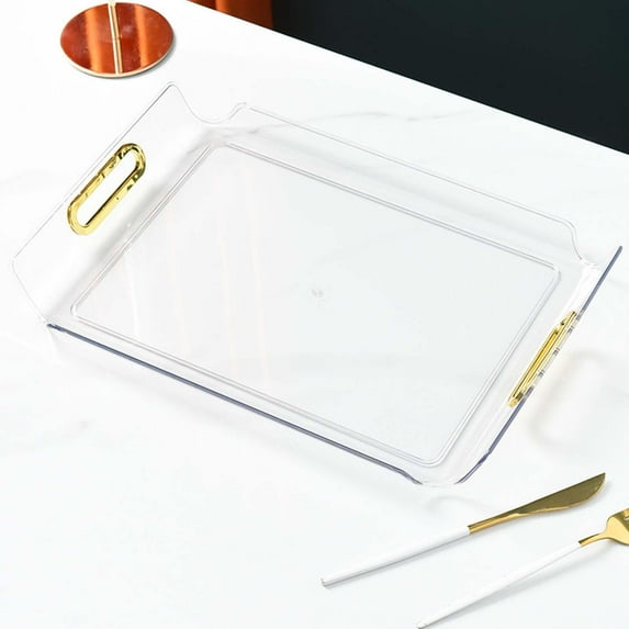 Portable Vanity Tray Makeup Organizer with Handle Cosmetic Storage Tray Decorative Tray for Kitchen Countertop Cabinet Bedroom Home Decor