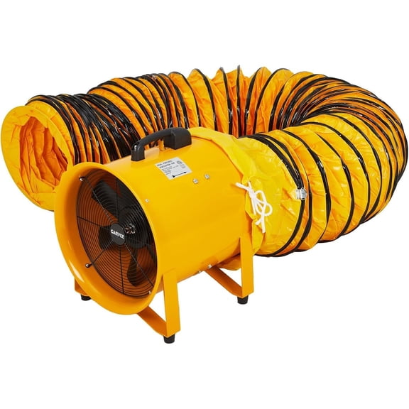 Portable Ventilation Fan, 12 inch Heavy Duty Cylinder Fan with 32.8ft Duct Hose, 585W Exhaust Blower 3500CFM, Industrial Utility Blower for Sucking Dust, Smoke, Smoke Home/Workplace, Yellow