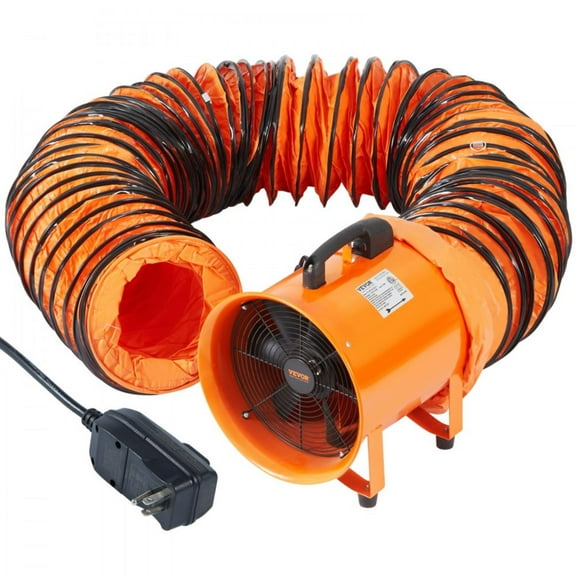 Portable Ventilator, 10 inch Heavy Duty Cylinder Fan with 33ft Duct Hose, 350W Strong Shop Exhaust Blower 1948CFM, Industrial Utility Blower for Sucking Dust, Smoke, Smoke Home/Workplace