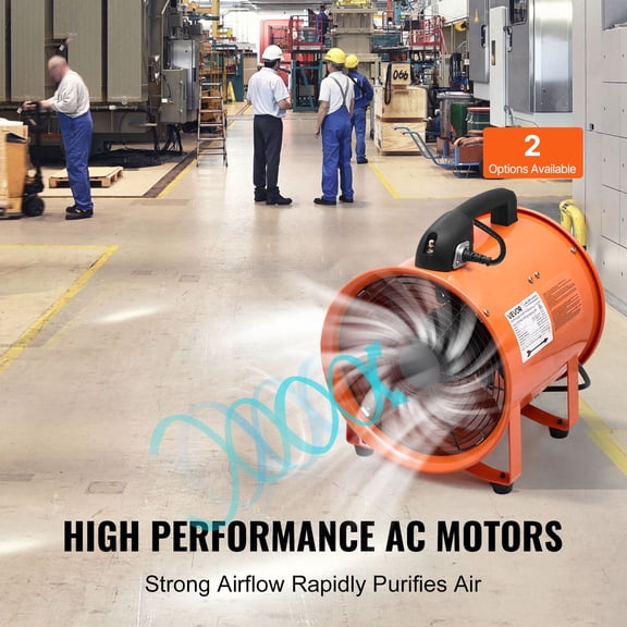 Portable Ventilator,12"Heavy Duty Cylinder Fan with 16.4ft Duct Hose,560W Strong Shop Exhaust Blower 2894CFM,Industrial Utility Blower for Sucking Dust,Smoke,Smoke Home/Workplace