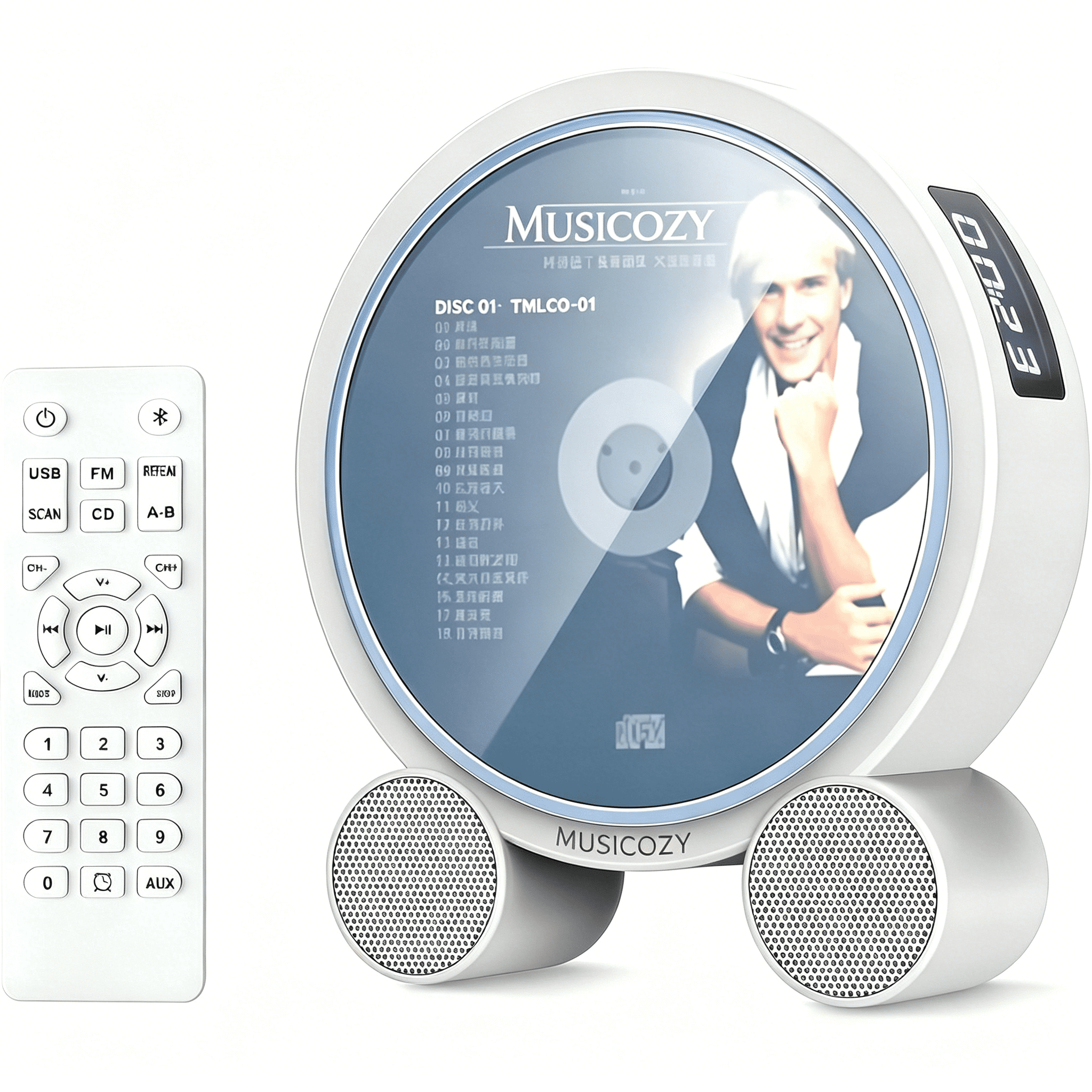 Portable Vertical CD Player with Bluetooth for Home with LCD Screen, Wireless Audio CD Player with Remote Control, Rechargeable Battery Built in HiFi Speakers Support Timed Music ON/Off FM USB SD