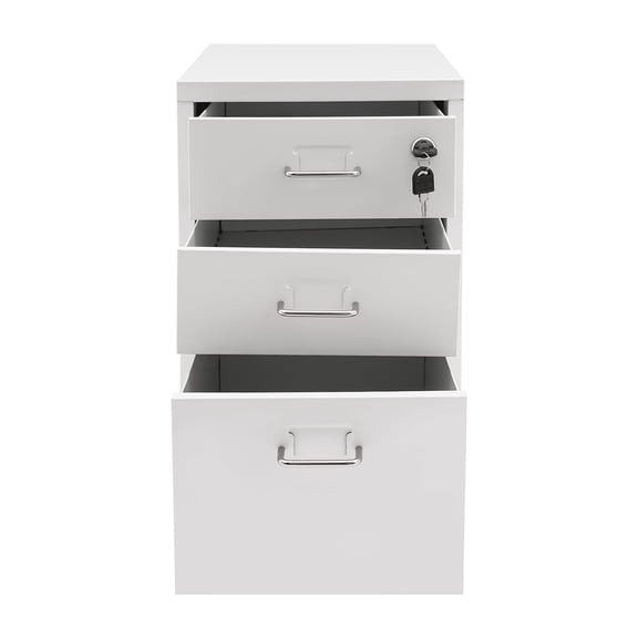 Portable Vertical File Organizer with 3 Lockable Drawers, Modern Design, Cold-Rolled Steel, Mobile with Wheels for Efficient Storage