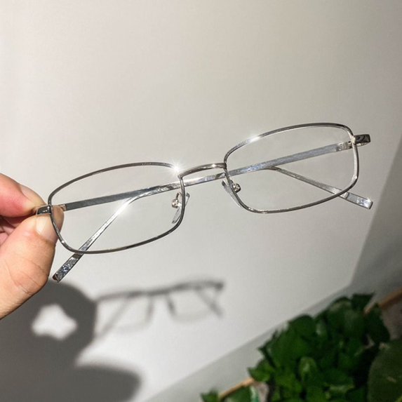 Portable Vintage Blue Ray Blocking Metal Ultralight Eye Protection Anti-Blue Light Glasses Computer Goggles Frame Eyewear Square Eyeglasses SILVER