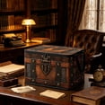thumbnail image 1 of Portable Vintage Distressed Storage Trunk,With Handle perfect for home decor, vintage collections, Storing Various Items, 1 of 6