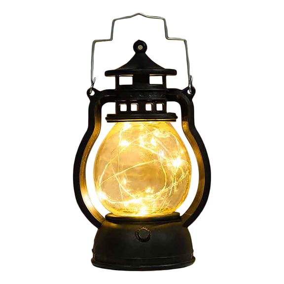 Portable Vintage LED Camping Lantern Battery Powered Handheld Hanging Tent Light with Dimmer Retro Atmosphere Lamp for Hiking Campsite Outdoor Travel Indoor Home Decoration 2.3x4.7Inch