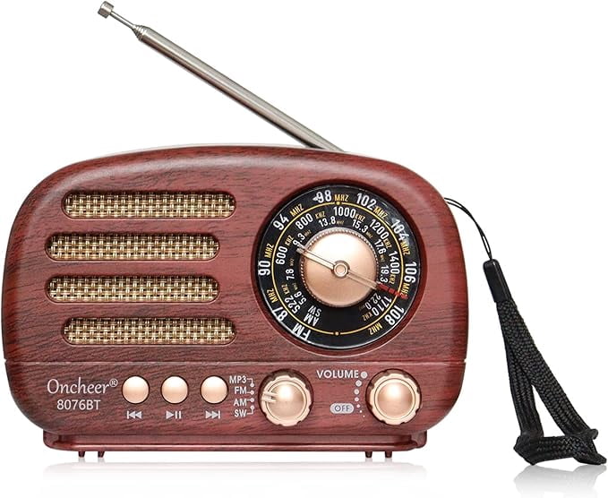 Portable Vintage Radio Retro Bluetooth Speaker, FM/AM/SW Old Fashion Classic Style, Adjustable Antenna, Rechargeable Battery Powered & USB Charging, Support TF Card, USB Mp3 Playing Music