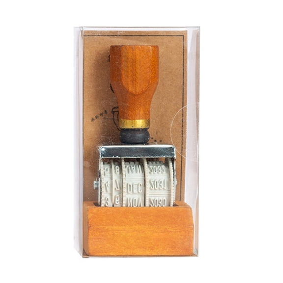 Portable Vintage Wooden Calendar Stamp Customizable Day Month Year For Crafting Office Use And Travel Rubber