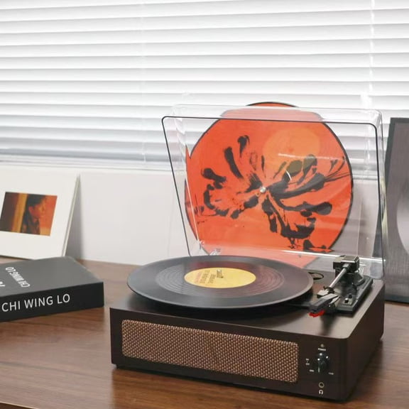 Portable Vinyl Record Player with Built-in Speakers, 3-Speed (33/45/78 RPM) Turntable,  Bluetooth Connectivity, Headphone Jack & Aux Input, Retro Design for Home, Travel, Gift