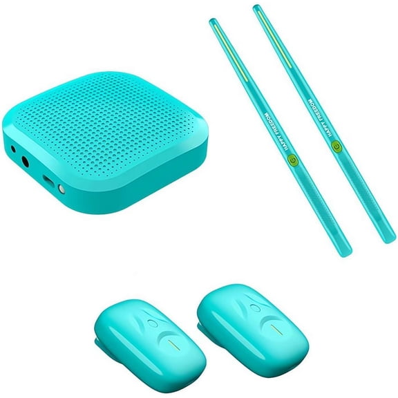 Portable Virtual Electronic Drum Set with Air Drumsticks and Pedals, Smart Bluetooth Drum Machine with 8 Sounds for Beginners and Adults