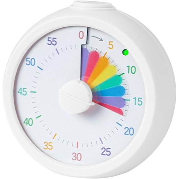Portable Visual Timer - Silent Rainbow Time Management Alarm Clock for Kids & Adults (White,1Pcs, B)