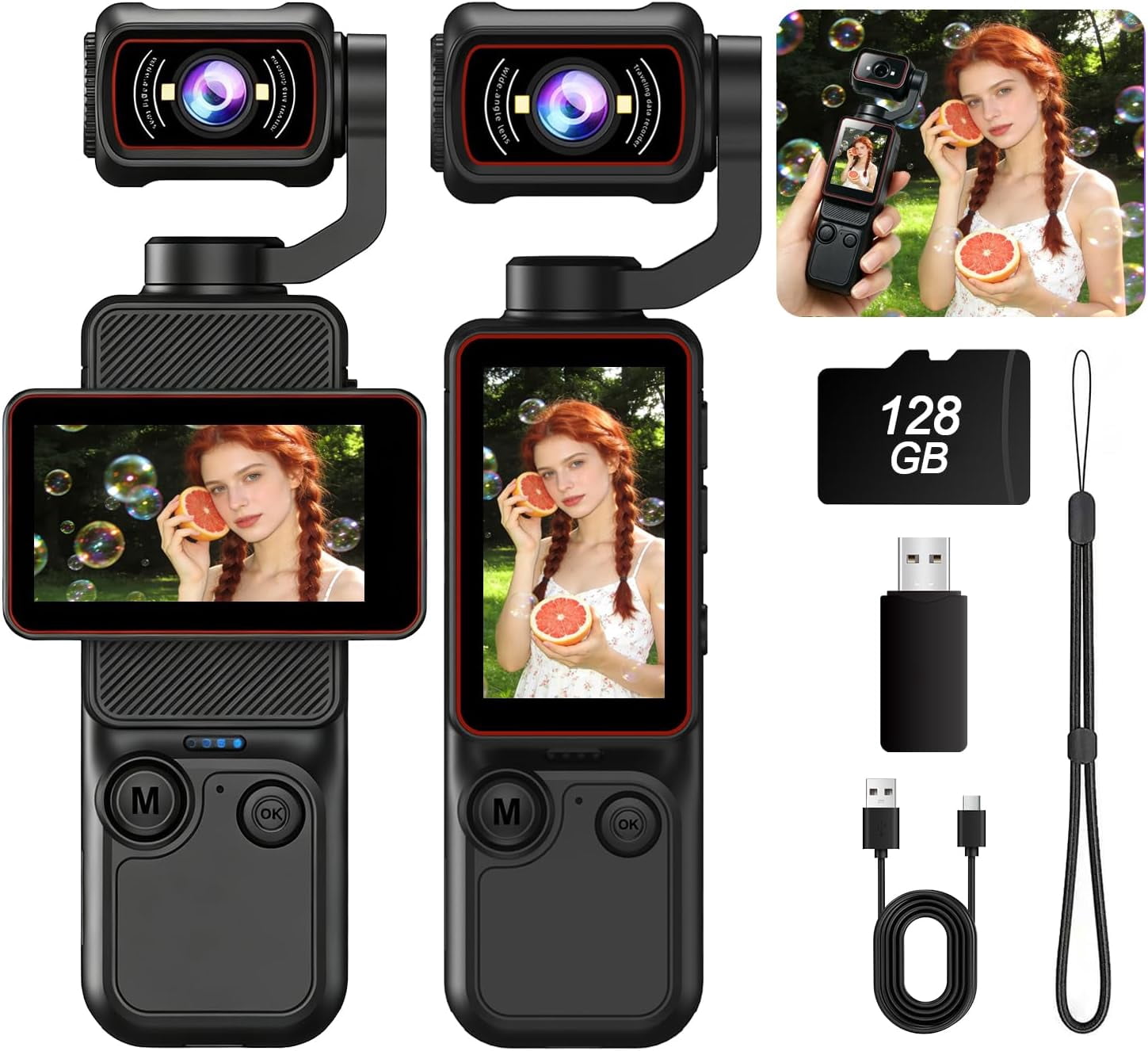 Portable Vlogging Camera with 180° Rotating Lens,Handheld Pocket Camera ...