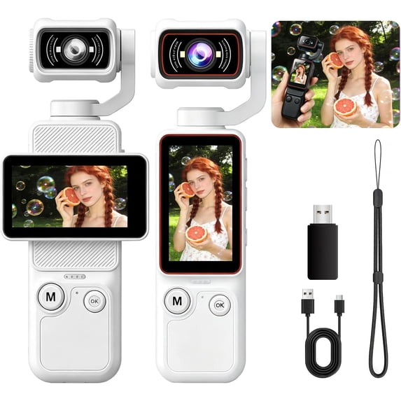 Portable Vlogging Camera with 180° Rotating Lens,Handheld Pocket Camera ...