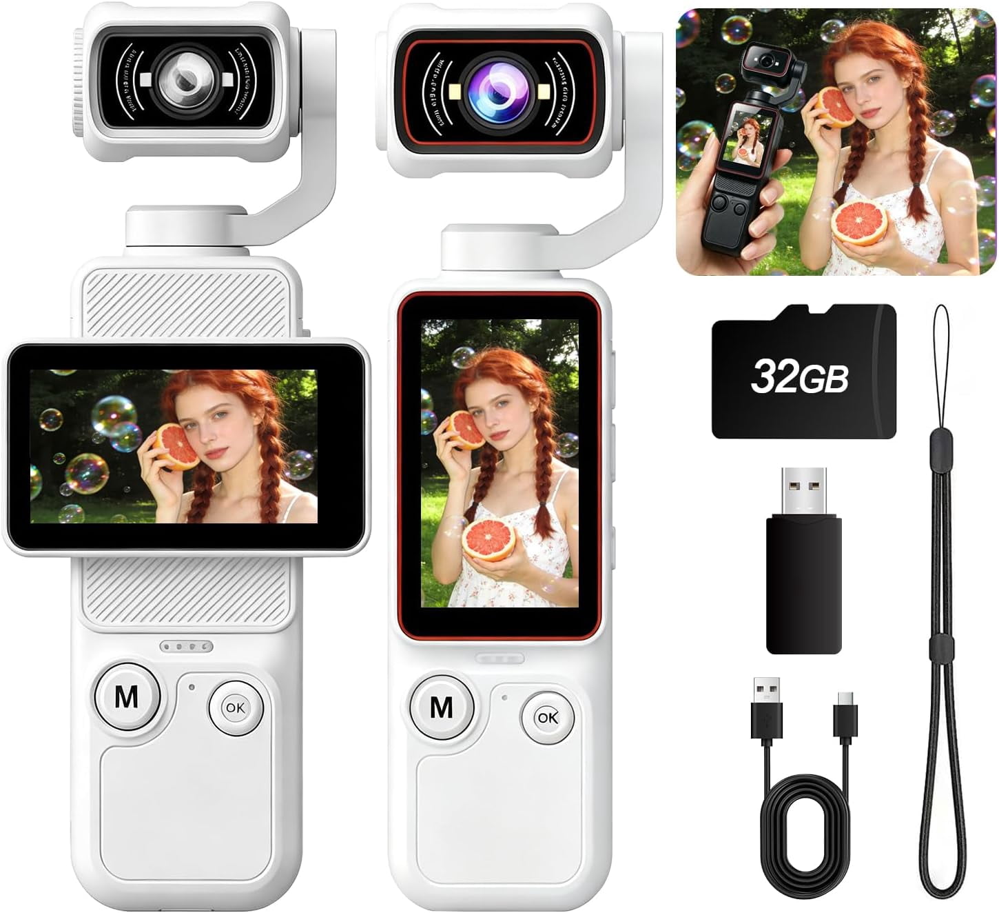 Portable Vlogging Camera with 180° Rotating Lens,Handheld Pocket Camera ...