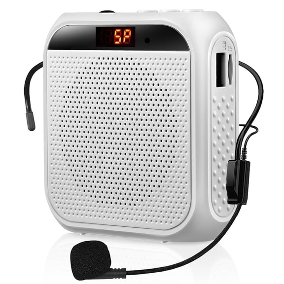 Portable Voice Amplifier for Teachers, 2200mAh Rechargeable Personal Amplifier Mic PA System Headset Microphone with Speaker for Teachers, Training, Meeting, Tour Guide, Yoga, Classroom (Black)