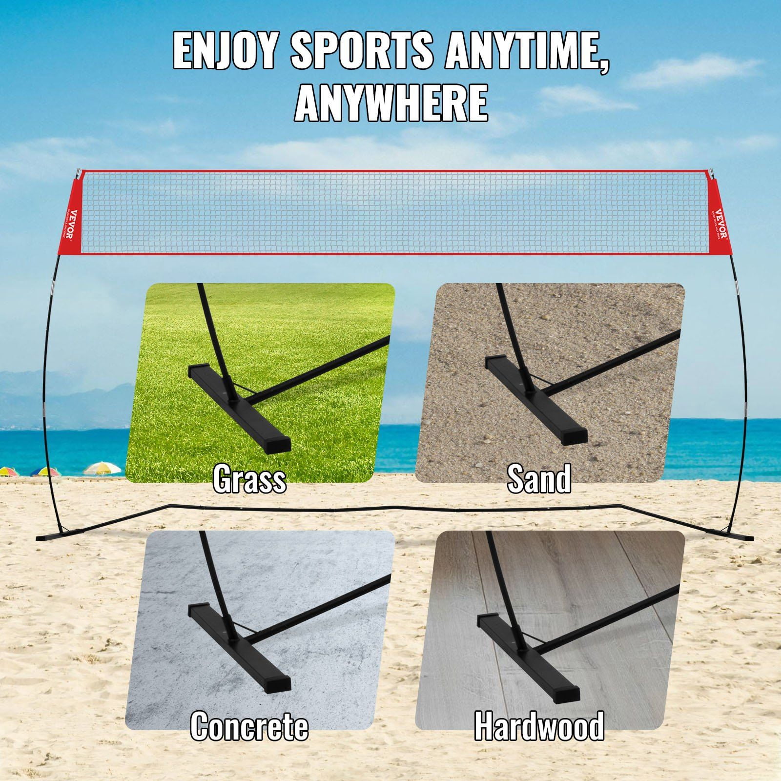 Portable Volleyball Practice Net - Adjustable Height for Hitting & Serving, Indoor/Outdoor Use with Durable Carry Bag