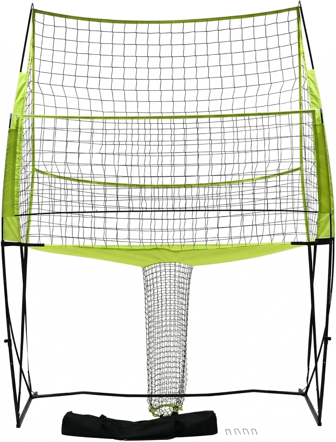 Portable Volleyball Practice Net System, Adjustable 8ft/7ft 3in/6ft 6in Heights, Steel Frame with Carry Bag, Green, Indoor & Outdoor