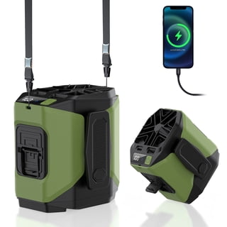 Portable Waist Clip Fan, 5-Speed Rechargeable Belt Fan with 4000mAh Battery, LED Light, Dual Clip Design, Foldable Stand for Outdoor Work, Camping, Travel