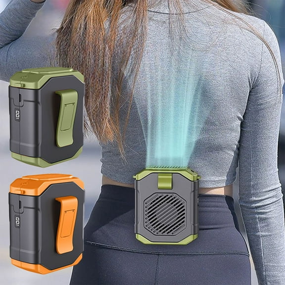 Portable Waist Fan, 1800mAh Powerful 5-Speed Portable Fans with Charging Display Clip-On Neck Hands-Free Rechargeable Wearable Belt Fan for Outdoor Sports, Hiking, Gardening, Camping Travel, Green