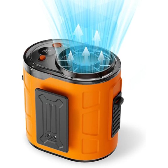 Portable Waist Fan, Personal Rechargeable Clip Belt Fan with Strong Airflow, Cooling Shirt Fan with 10000mAh MAX 26H Working Time, Upgrade MAX 11000 RPM for Jobsite, Farming, Fishing(Orange)
