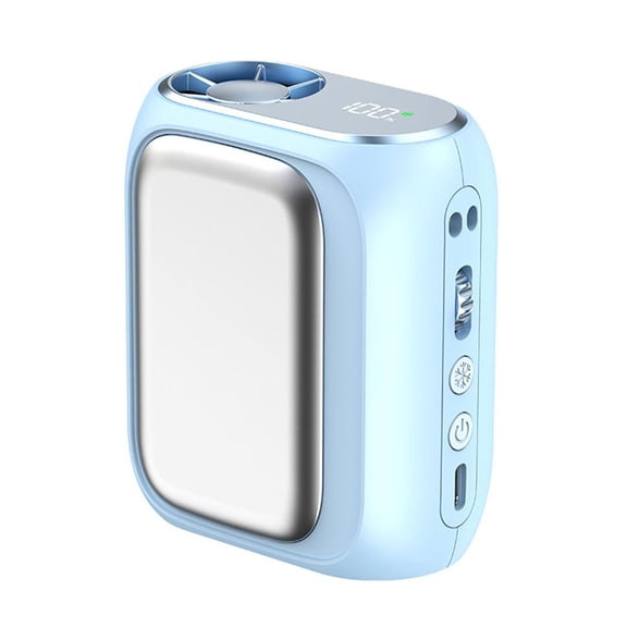 Portable Waist Fan with Semiconductor Cooling, 6000mAh Hands-Free Body Fan for Outdoor Work, Ice Compress Personal Fan with 100-Level Wind Speed & Digital Display, Blue