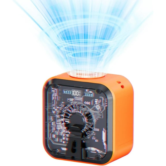 Portable Waist Fan with Solar Charging,10000mAh Power Bank, 16000RPM Brushless Motor, 5 Speeds,Hands-Free Cooling for Construction,Hiking,Camping,Office,Travel (Orange-without solar)