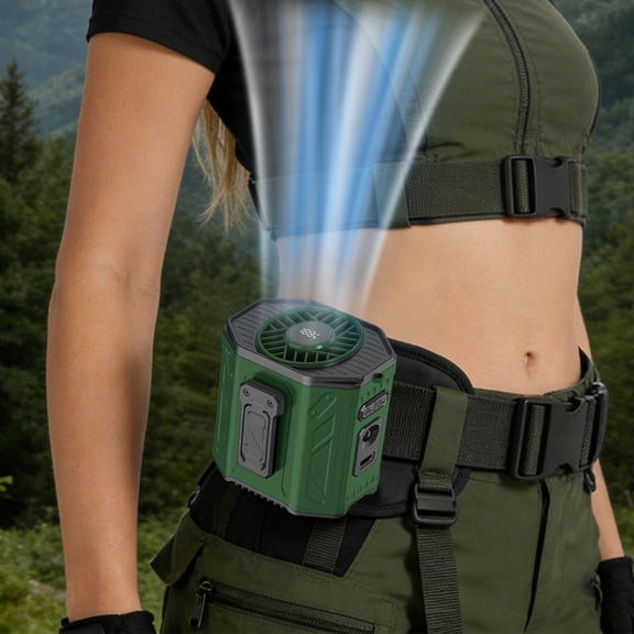 Portable Waist-Mounted Fan with Long Battery Life - Hands-Free Clip-On Design for Construction Workers and Outdoor Laborers, Adjustable Multi-Speed Airflow for Comfort during Hot Weather