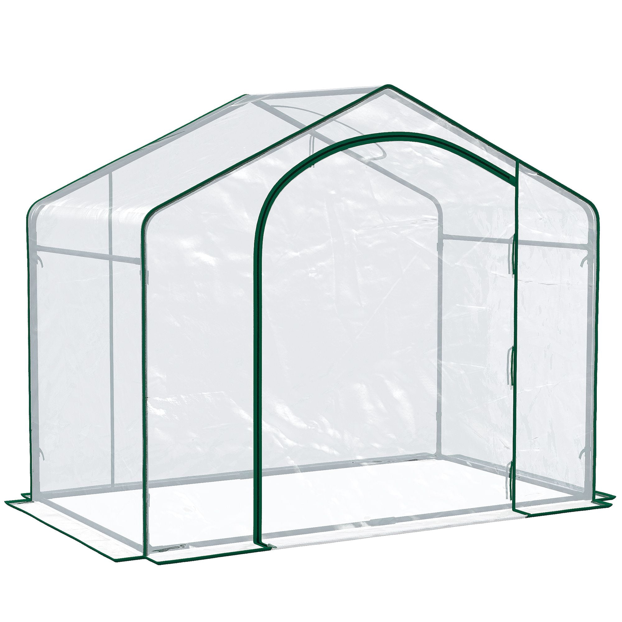 Portable Walk-in Greenhouse 6 x 3 x 6 with PVC Cover Steel Frame Garden Hot House Zipper Door Top Vent