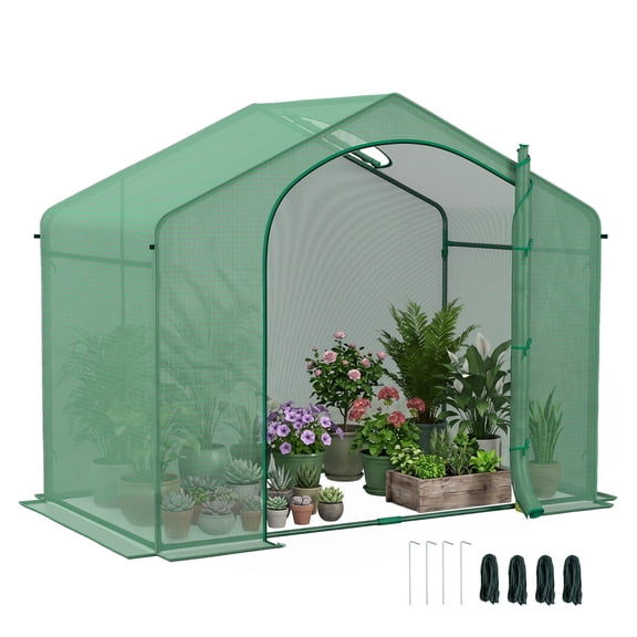 Portable Walk-in Greenhouse 6x3x5ft, Steel Frame Garden Hot House, PE Cover, Zipper Door & Vent for Plants, Flowers, Vegetables, Tropical Seedlings