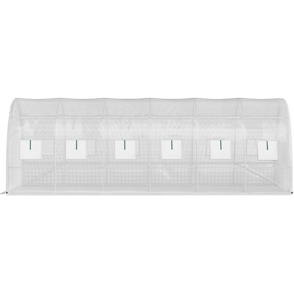 Portable Walk-in Tunnel Greenhouse 20x10x7 ft, Heavy-Duty Galvanized Steel Hoops, 3 Top Beams & 2 Zippered Doors for Year-Round Growing