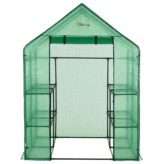 Portable Walkin Greenhouse, Large Indoor/Outdoor Pop- Up Green House Kit, Walk in 3 Tier 12 Shelf/Shelves, Small BackYard Garden Patio Tent With Plant Rack For Winter And Summer