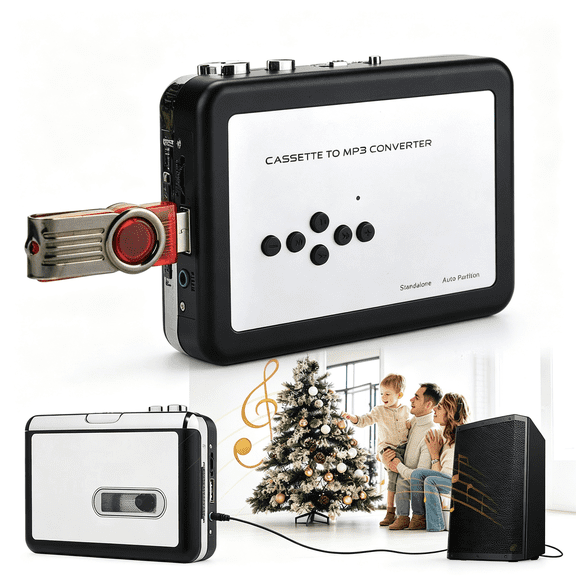 Portable Walkmen Cassette Player, Best Overall Standalone USB Cassette to MP3 Converter, Compatible with Laptops and Personal Computers, Audio Music Cassette Tape to Digital Converter Player