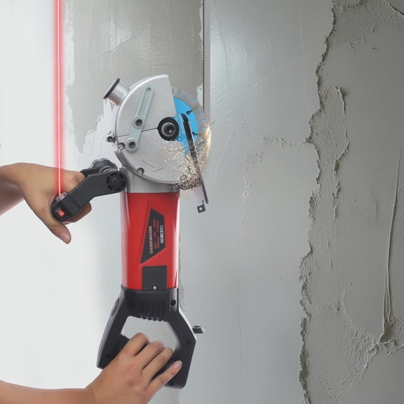 Portable Wall Chaser, 2800W, 125mm with Laser, 5 Diamond Blades, 7000 RPM, 1.42 inch Depth, Water Pump, Dust Control, 180 Rotating Handle, for Wall Grooving
