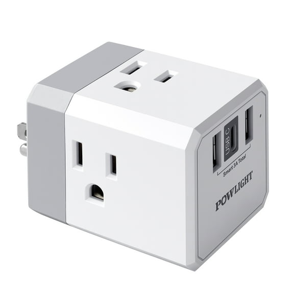 Portable Wall Outlet Extender with 3 Outlets & USB-C, Cruise Ship Approved, Perfect for Travel & Home