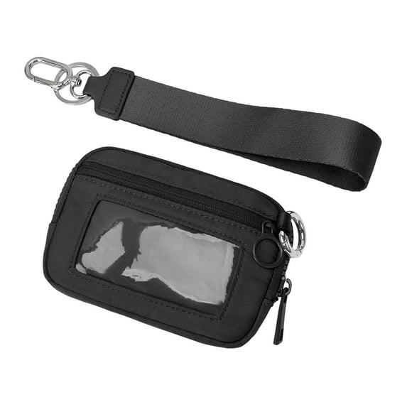 Portable Wallet,Wristlet Handbags for Women, Waterproof Nylon Keychain Wallet, Zip Card Case with ID Window
