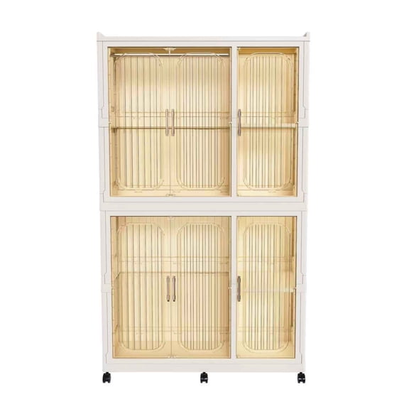 Portable Wardrobe 6 Magnetic Doors 6 Cubes 2 Hanging Rods White