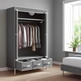 thumbnail image 1 of Portable Wardrobe 67×35.4×17.7in (Gray) - Rolling Door, Hanging Rack, Non - Woven Fabric Storage & 3 Drawer Boxes, Tool - free Setup, 1 of 13