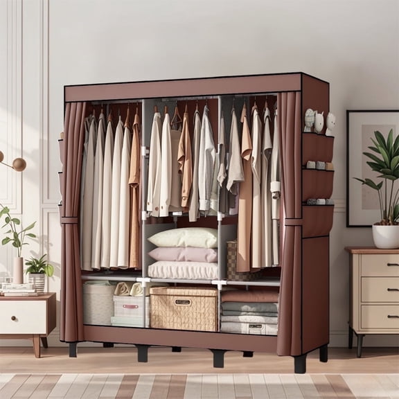Lishbie Portable Armoire Coffee-Colored Expandable