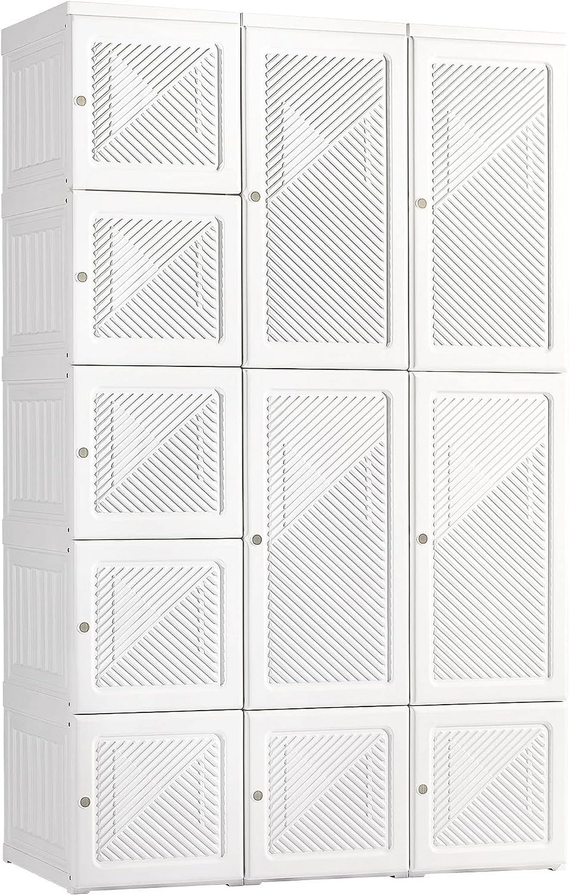 White Modular Portable Wardrobe Closet with Cube Compartments