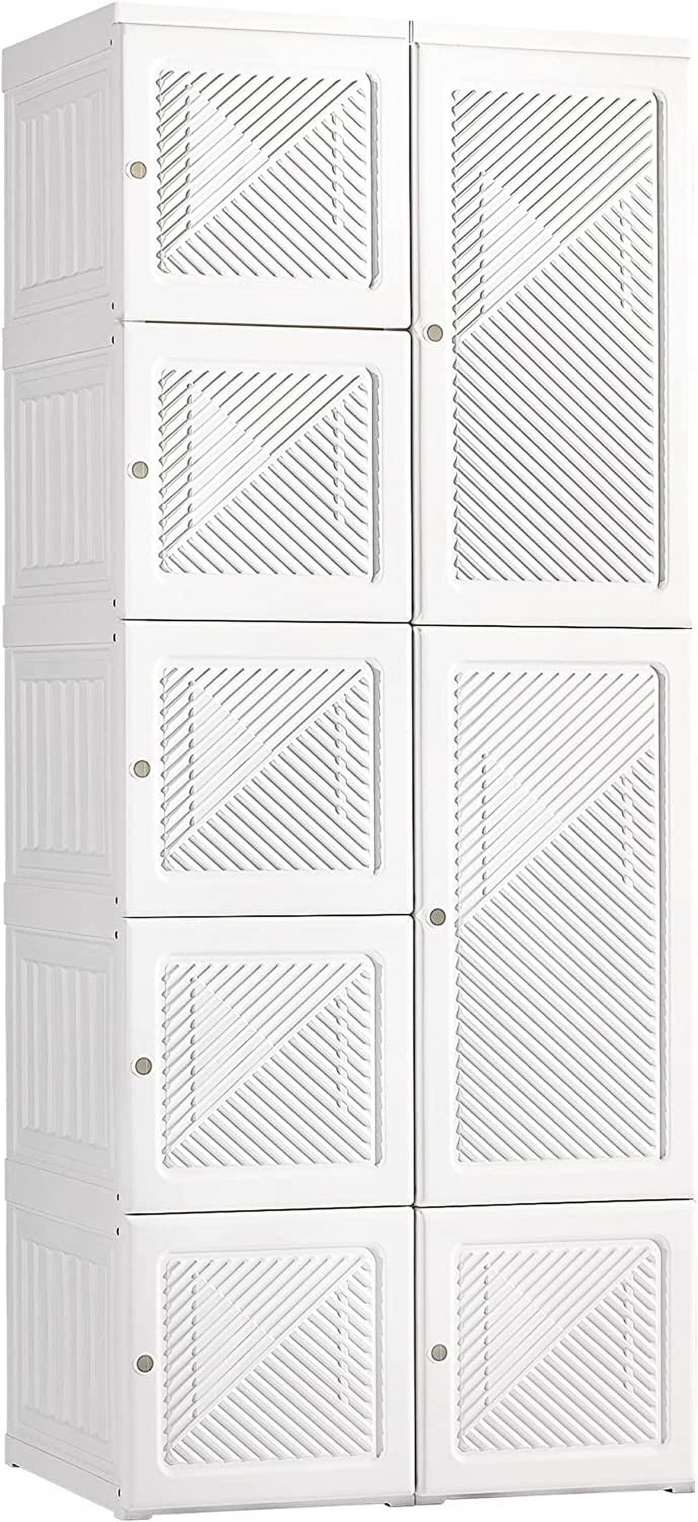 White Modular Portable Wardrobe Closet with Cube Compartments